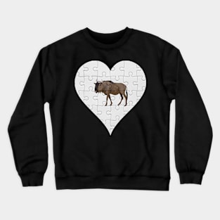 Jigsaw  Wildebeest Heart Design - Wild Animal Wildebeest Crewneck Sweatshirt